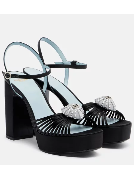 Sandale Valentino Garavani din satin cu platformă negru