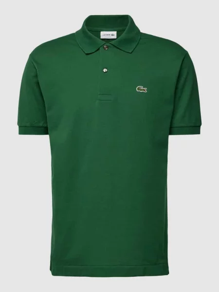 Lniana koszulka polo Lacoste z logo w miejskim stylu zielona
