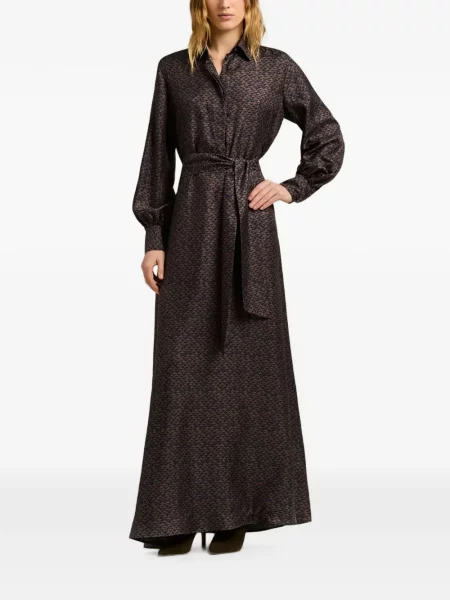 Rochie maxi Kiton cu imagine cu imprimeu geometric maro