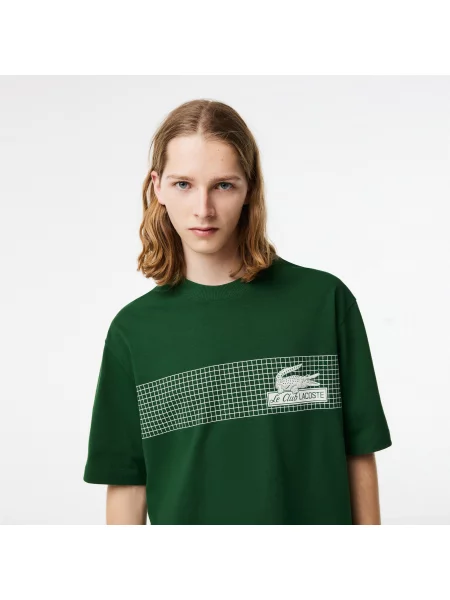 Lacoste Koszulka Z Nadrukiem Tenisowym O Luźnym Kroju Lacoste zielona
