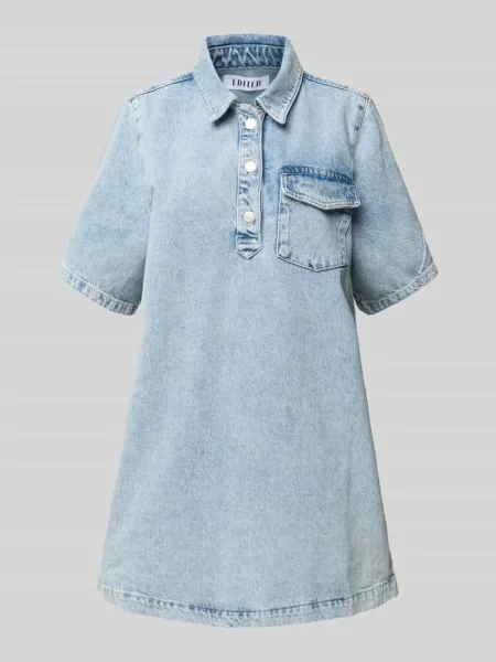 Sukienka jeansowa z kieszenią na piersi Edited niebieska