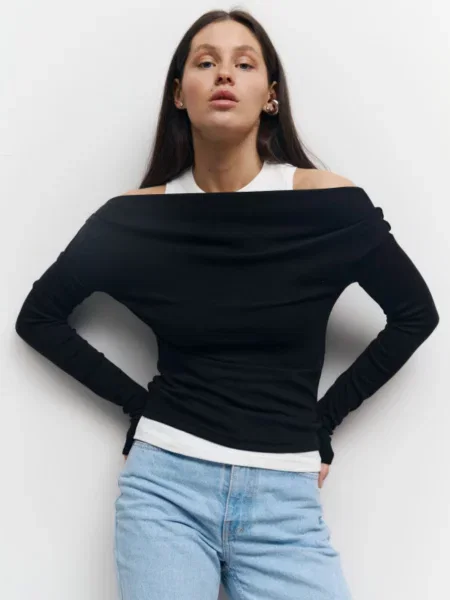 Лонгслів Lilove бавовна/віскоза білий