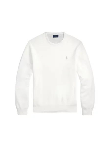 Sweter z fakturowanym wzorem i wyhaftowanym logo Polo Ralph Lauren biały