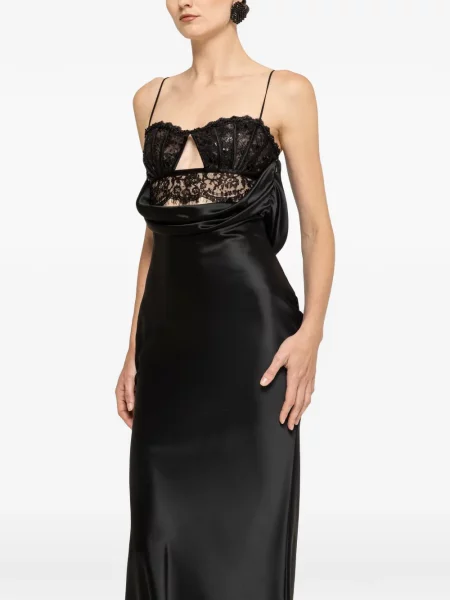 Rochie maxi Nissa din satin negru