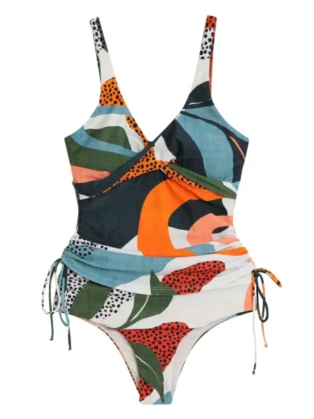 Strój kąpielowy Lygia & Nanny z nadrukiem w abstrakcyjne wzory niebieski