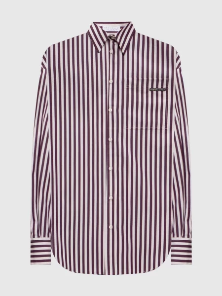 Сорочка в смужку з ланцюжком моніль Brunello Cucinelli бежева