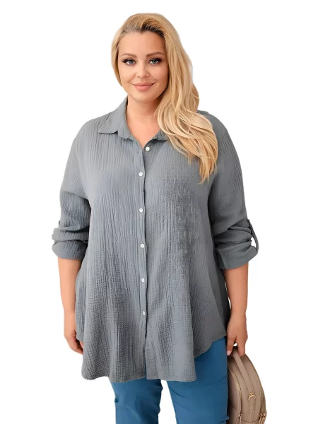 Kesi Włoski mušelínová košile Plus Size tmavě šedá