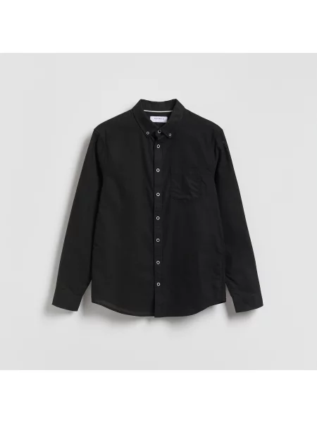 Reserved Košile slim fit s vysokým podílem bavlny černý