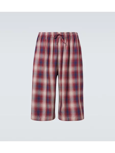 Pantaloni scurți Acne Studios în carouri roșu