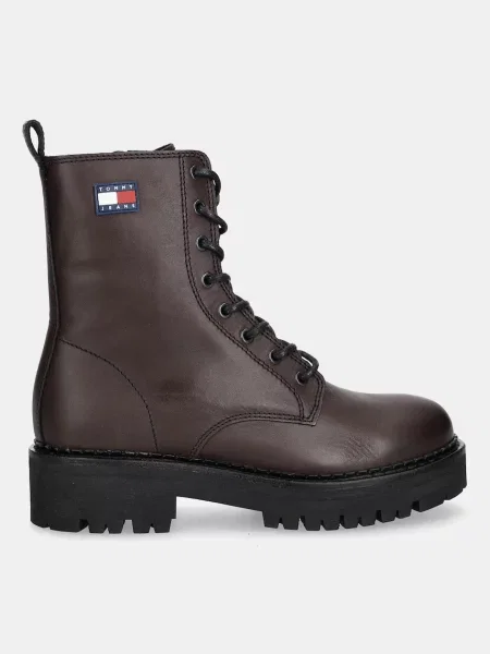 Tommy Jeans De piele botine cu platformă maro