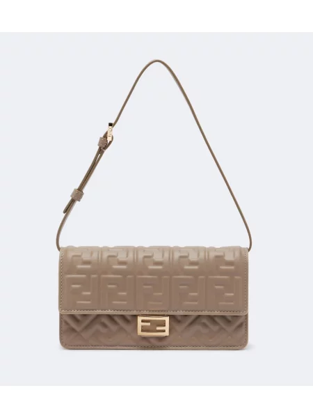 Colier Fendi din piele bej