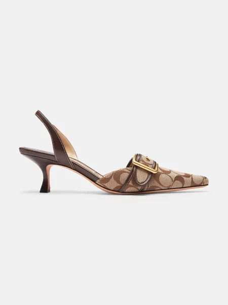 Pantofi cu toc Coach slingback maro