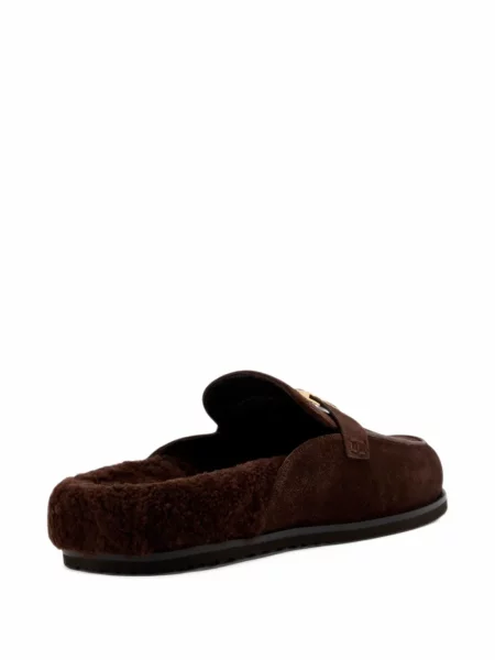 Papuci tip mules Tory Burch din piele de oaie maro