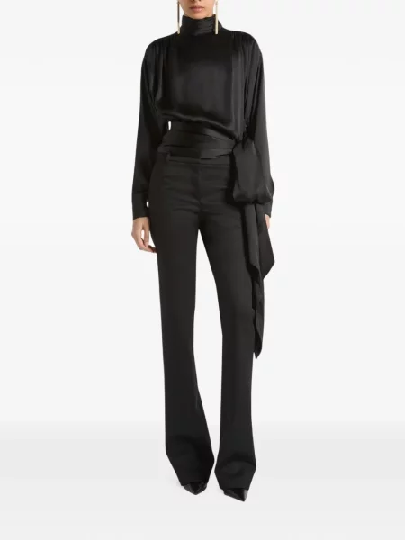 Bluză Balmain din satin cu legături negru