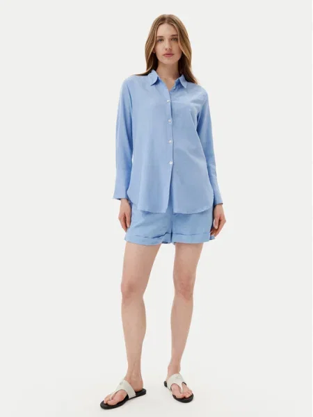 Selmark Set cămașă și șorturi din textil albastru