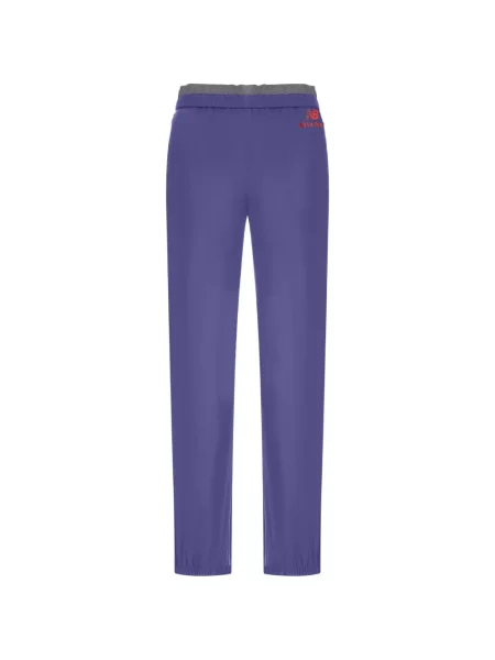 Pantaloni Miu Miu din poplin alergare albastru