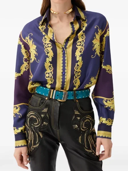 Cămașă Versace de mătase violet
