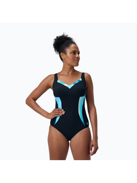 Costum de baie întreg pentru femei Speedo Shaping Printed LunaElustre One pieces true navy/berry marină