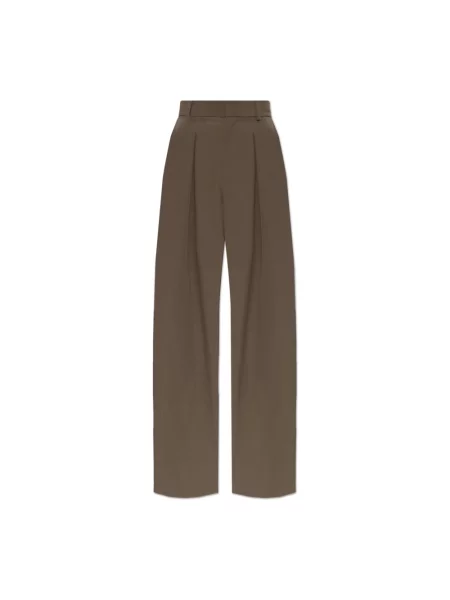 Maison Margiela spodnie straight z dodatkiem wełny brązowe