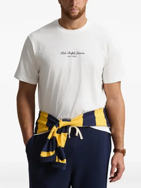 Polo Polo Ralph Lauren με σχέδιο με στρογγυλή λαιμόκοψη από ζέρσεϋ μπλε