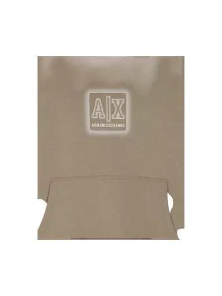 Bluza z kapturem Armani Exchange z kapturem z nadrukiem beżowa