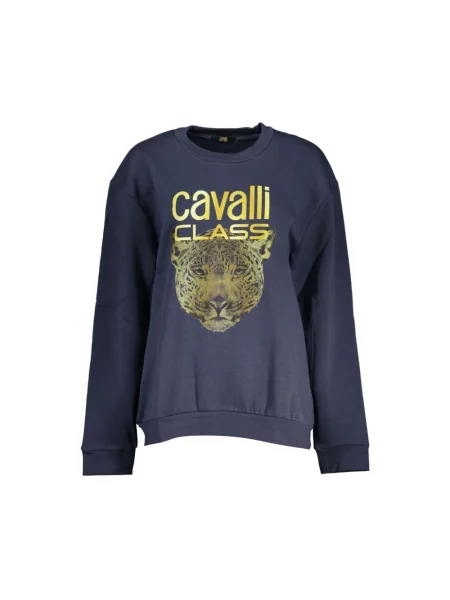 Haftowany polar Cavalli Class z długim rękawem niebieski
