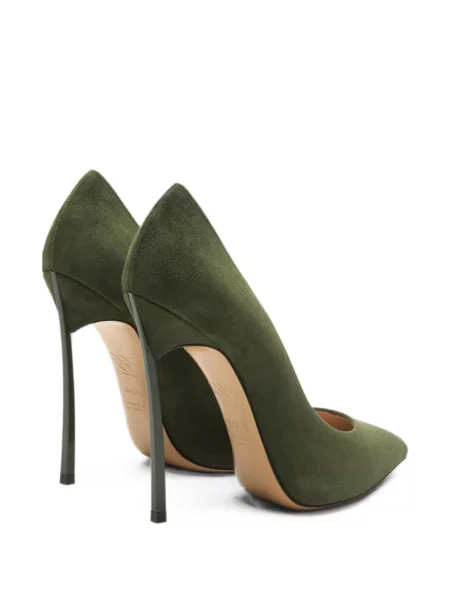 Pantofi cu toc Casadei din piele de căprioară verde