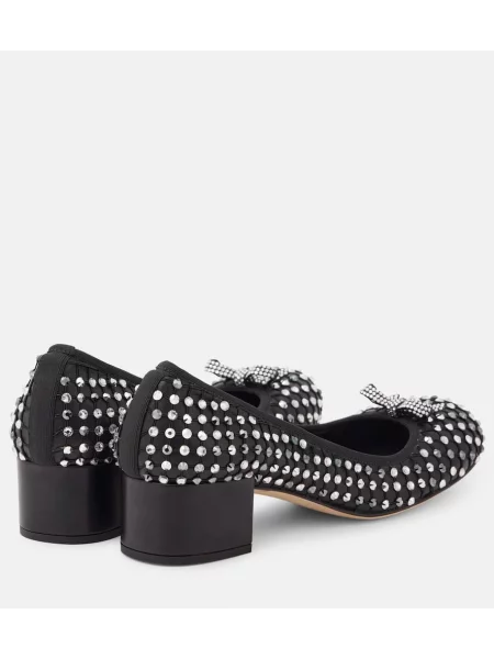 Pantofi cu toc Rene Caovilla din piele de cristal negru