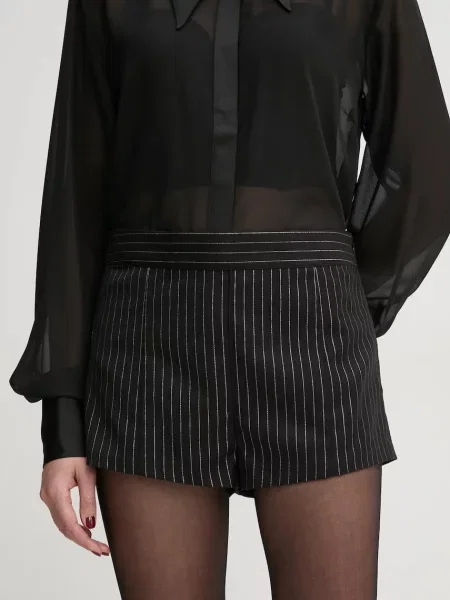 Gestuz pantaloni scurți femei cu imprimeu medium waist negru