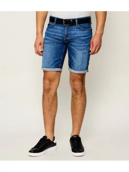 Blugi Guess cu talie joasă de in albastru