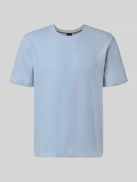 T-shirt o kroju regular fit z fakturą wafla model STRUCTURE' Boss niebieska