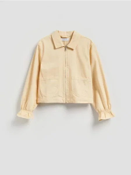 Reserved Geacă din denim cu guler galben