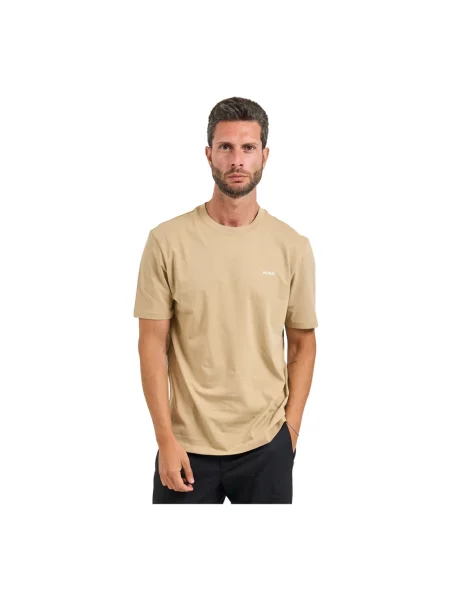 Hugo Koszulki Mężczyzna S T-shirt z nadrukiem logo beżowy
