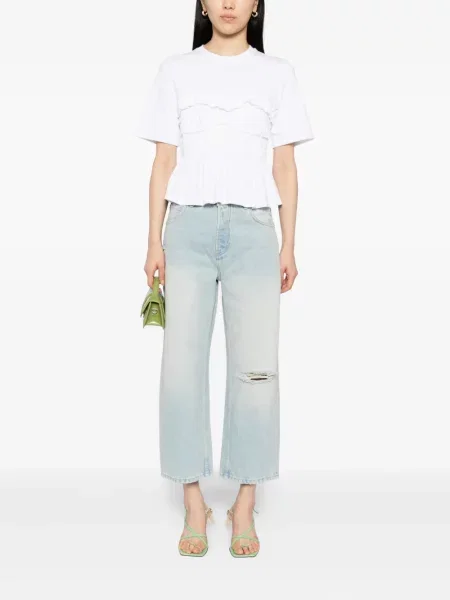 Blugi boyfriend Free People albastru