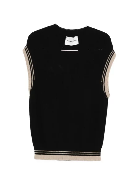 Vestă Amaranto cu decolteu în V negru