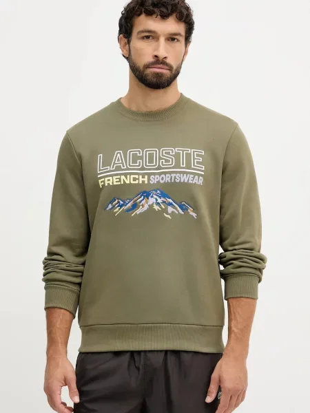 Bombažen pulover Lacoste zelena