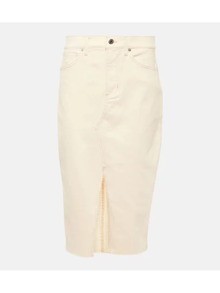 Fustă din denim Veronica Beard până la genunchi alb