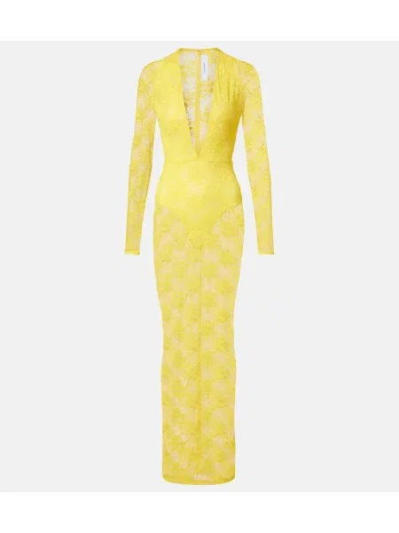 Rochie Alex Perry transparente din dantelă galben