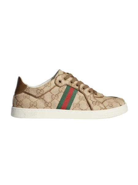 Sneakersy Gucci skórzane z paskiem beżowe