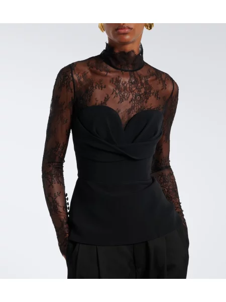 Top Elie Saab din dantelă negru