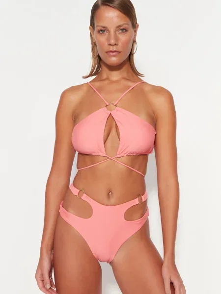 Bikini Trendyol cu talie înaltă roșu