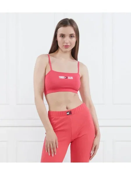 Cropped pántos farmer felső Tommy Jeans rózsaszín