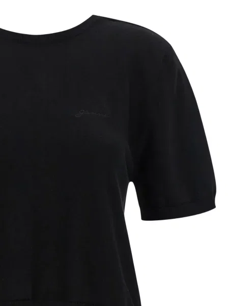 Pulover Ganni cu broderie negru