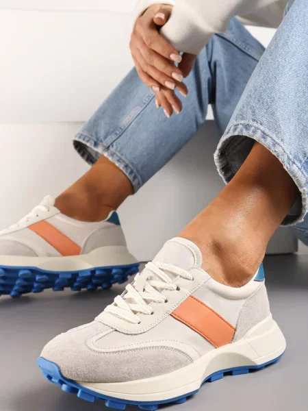 Sneakers din Piele Naturală cu Inserții din Căprioară Ecologică Xanthipe portocalii