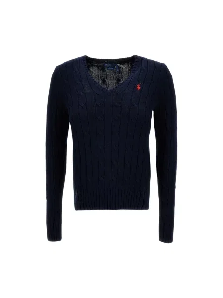 Polo Ralph Lauren Sweter z dzianiny Kobiety niebieski jednolity S granatowy