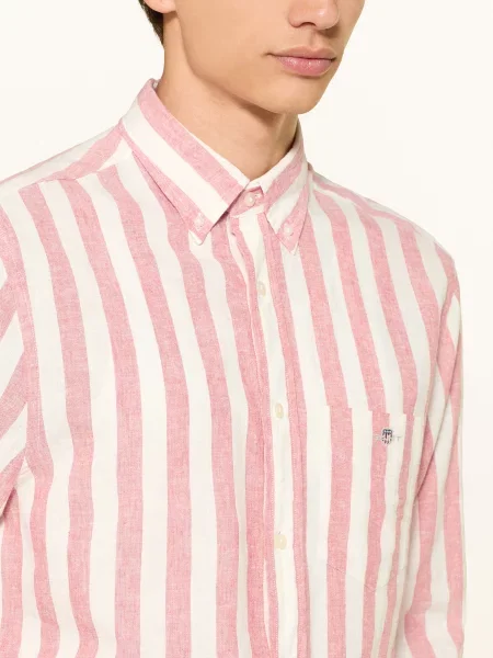 Gant Košile Regular Fit S Příměsí Lnu světle červená bílá