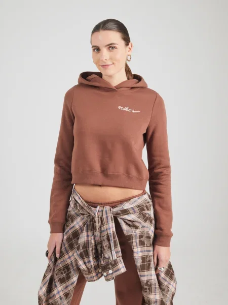 Nike Sportswear Mikina Phoenix Fleece gaštanová biela