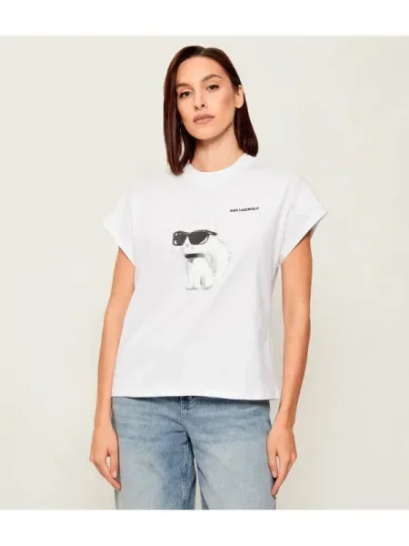 Karl Lagerfeld Tricou IKON AQUARELLE | Oversize fit alb