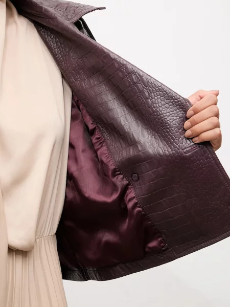 Шкіряна куртка Answear.LAB демісезонна oversize бордовий