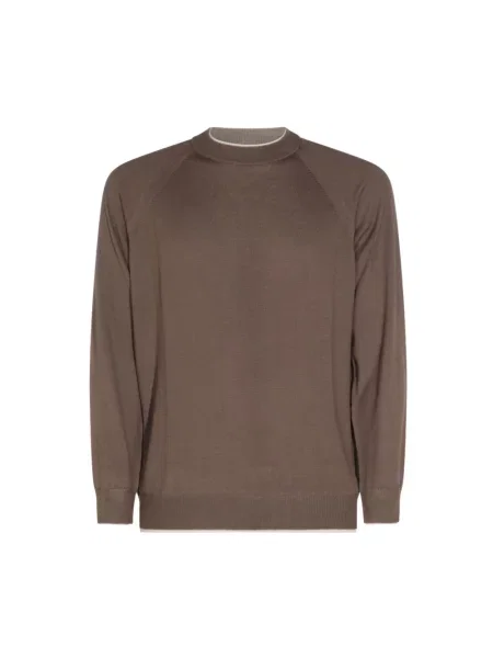 Sweter Eleventy wełniany brązowy